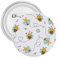 Bee Art Pattern Design Wallpaper Background Print 3  Buttons