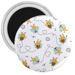 Bee Art Pattern Design Wallpaper Background Print 3  Magnets