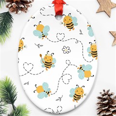 Bee Art Pattern Design Wallpaper Background Print Ornament (Oval)