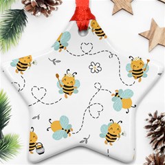 Bee Art Pattern Design Wallpaper Background Print Ornament (Star)