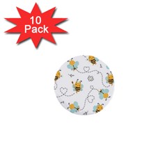 Bee Art Pattern Design Wallpaper Background Print 1  Mini Buttons (10 pack) 