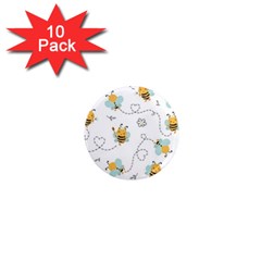 Bee Art Pattern Design Wallpaper Background Print 1  Mini Magnet (10 pack) 