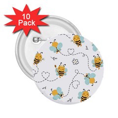 Bee Art Pattern Design Wallpaper Background Print 2.25  Buttons (10 pack) 