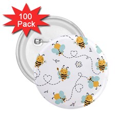 Bee Art Pattern Design Wallpaper Background Print 2.25  Buttons (100 pack) 