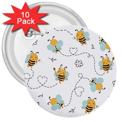 Bee Art Pattern Design Wallpaper Background Print 3  Buttons (10 pack) 