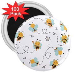 Bee Art Pattern Design Wallpaper Background Print 3  Magnets (100 pack)