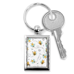 Bee Art Pattern Design Wallpaper Background Print Key Chain (rectangle) by uniart180623