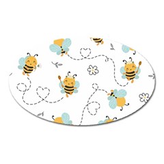 Bee Art Pattern Design Wallpaper Background Print Oval Magnet