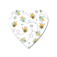 Bee Art Pattern Design Wallpaper Background Print Heart Magnet