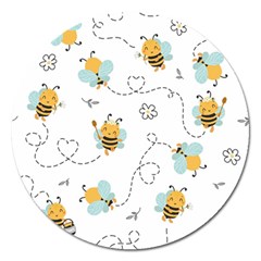 Bee Art Pattern Design Wallpaper Background Print Magnet 5  (round) by uniart180623