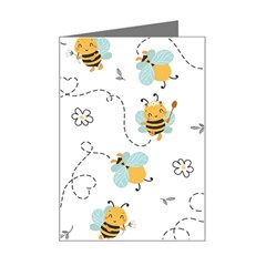 Bee Art Pattern Design Wallpaper Background Print Mini Greeting Card