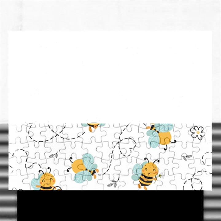 Bee Art Pattern Design Wallpaper Background Print Rectangular Jigsaw Puzzl