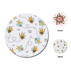 Bee Art Pattern Design Wallpaper Background Print Playing Cards Single Design (Round)