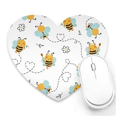 Bee Art Pattern Design Wallpaper Background Print Heart Mousepad by uniart180623