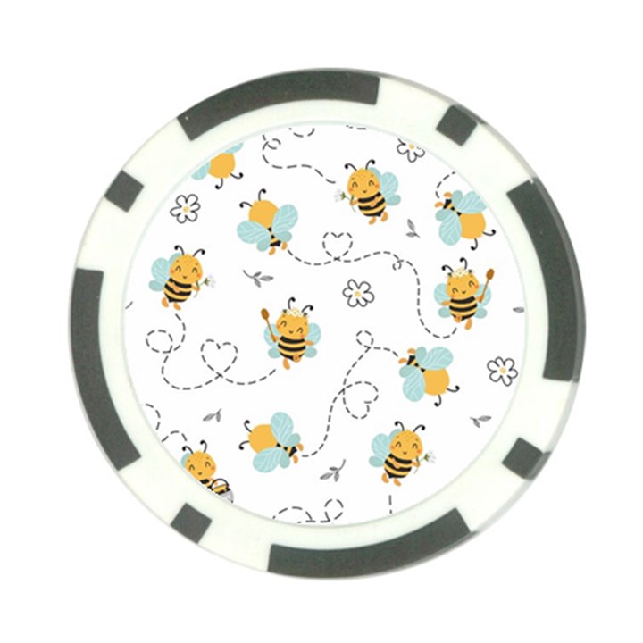 Bee Art Pattern Design Wallpaper Background Print Poker Chip Card Guard