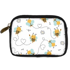 Bee Art Pattern Design Wallpaper Background Print Digital Camera Leather Case by uniart180623