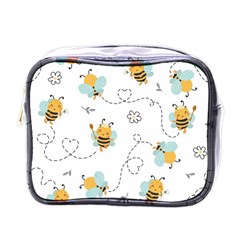 Bee Art Pattern Design Wallpaper Background Print Mini Toiletries Bag (One Side)