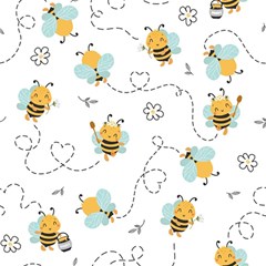 Bee Art Pattern Design Wallpaper Background Print Play Mat (square) by uniart180623