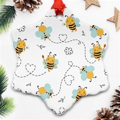 Bee Art Pattern Design Wallpaper Background Print Ornament (Snowflake)