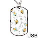 Bee Art Pattern Design Wallpaper Background Print Dog Tag USB Flash (One Side) Front