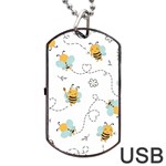 Bee Art Pattern Design Wallpaper Background Print Dog Tag USB Flash (Two Sides) Back