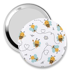 Bee Art Pattern Design Wallpaper Background Print 3  Handbag Mirrors