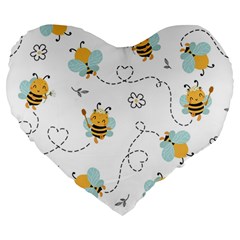 Bee Art Pattern Design Wallpaper Background Print Large 19  Premium Heart Shape Cushions