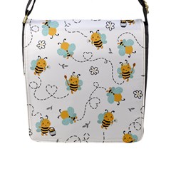 Bee Art Pattern Design Wallpaper Background Print Flap Closure Messenger Bag (L)