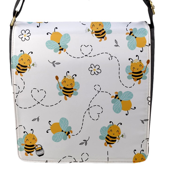 Bee Art Pattern Design Wallpaper Background Print Flap Closure Messenger Bag (S)