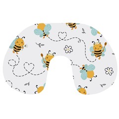 Bee Art Pattern Design Wallpaper Background Print Travel Neck Pillow