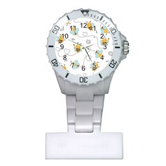 Bee Art Pattern Design Wallpaper Background Print Plastic Nurses Watch