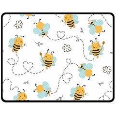 Bee Art Pattern Design Wallpaper Background Print Two Sides Fleece Blanket (medium) by uniart180623