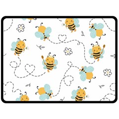 Bee Art Pattern Design Wallpaper Background Print Two Sides Fleece Blanket (Large)