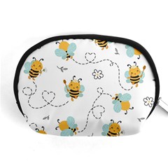 Bee Art Pattern Design Wallpaper Background Print Accessory Pouch (Medium)