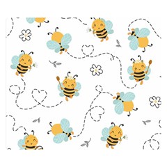 Bee Art Pattern Design Wallpaper Background Print Two Sides Premium Plush Fleece Blanket (Small)