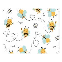 Bee Art Pattern Design Wallpaper Background Print Two Sides Premium Plush Fleece Blanket (Large)