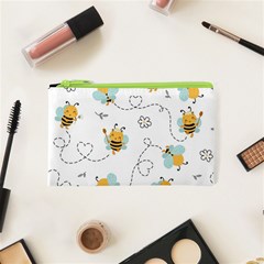 Bee Art Pattern Design Wallpaper Background Print Cosmetic Bag (xs) by uniart180623