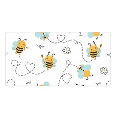 Bee Art Pattern Design Wallpaper Background Print Satin Shawl 45  x 80 