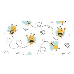 Bee Art Pattern Design Wallpaper Background Print Satin Wrap 35  x 70 