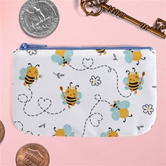 Bee Art Pattern Design Wallpaper Background Print Large Coin Purse