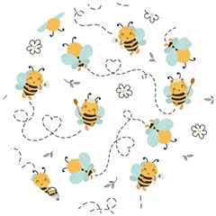 Bee Art Pattern Design Wallpaper Background Print Wooden Puzzle Round