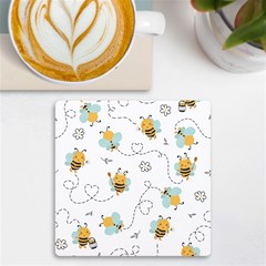 Bee Art Pattern Design Wallpaper Background Print UV Print Square Tile Coaster 