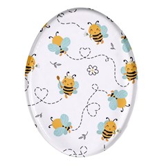 Bee Art Pattern Design Wallpaper Background Print Oval Glass Fridge Magnet (4 pack)