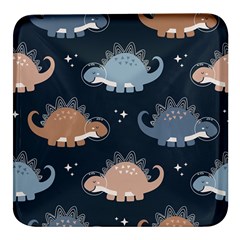 Dino Art Pattern Design Wallpaper Background Square Glass Fridge Magnet (4 Pack) by uniart180623