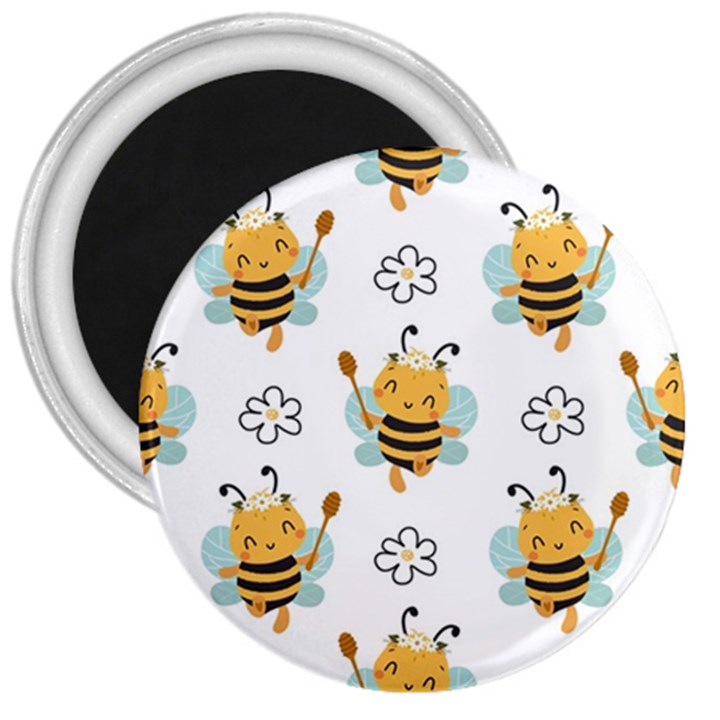 Art Bee Pattern Design Wallpaper Background 3  Magnets