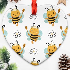 Art Bee Pattern Design Wallpaper Background Ornament (heart) by uniart180623