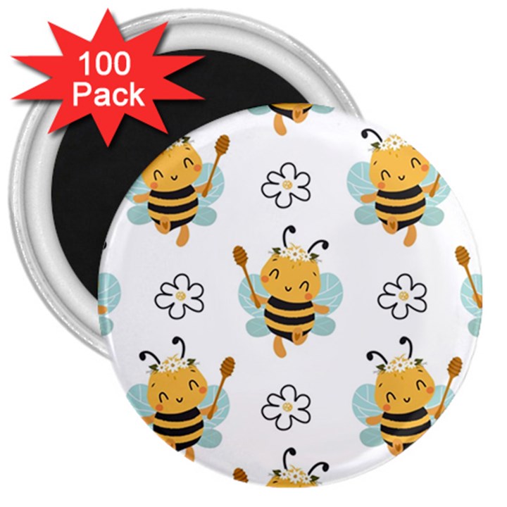 Art Bee Pattern Design Wallpaper Background 3  Magnets (100 pack)