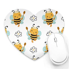 Art Bee Pattern Design Wallpaper Background Heart Mousepad by uniart180623