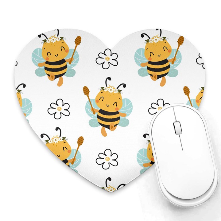 Art Bee Pattern Design Wallpaper Background Heart Mousepad