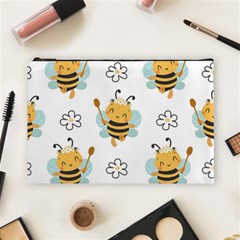 Art Bee Pattern Design Wallpaper Background Cosmetic Bag (large) by uniart180623